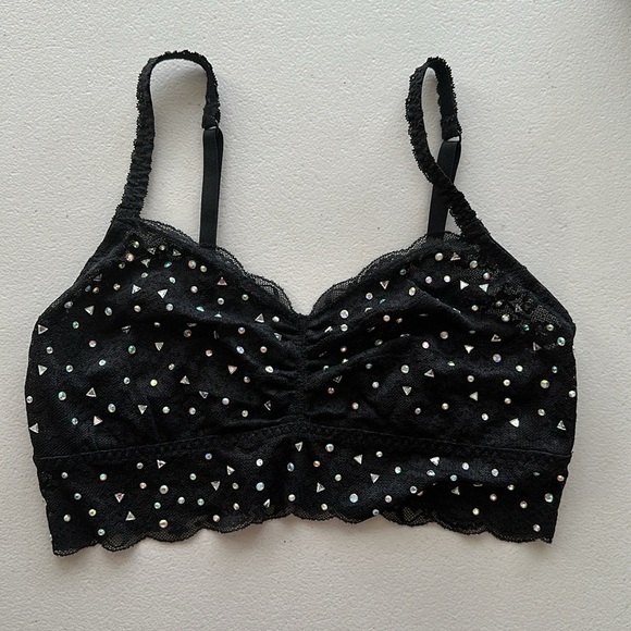 ✨Limited Edition✨ Victoria’s Secret PINK 💎Rhinestone Black Lace Bralette - Picture 7 of 8
